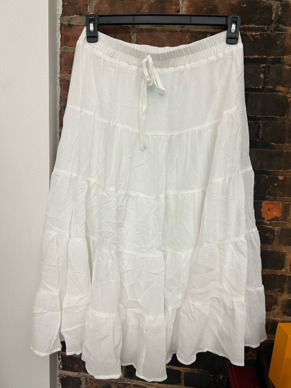 Hayden White Tiered Maxi Skirt with Drawstring